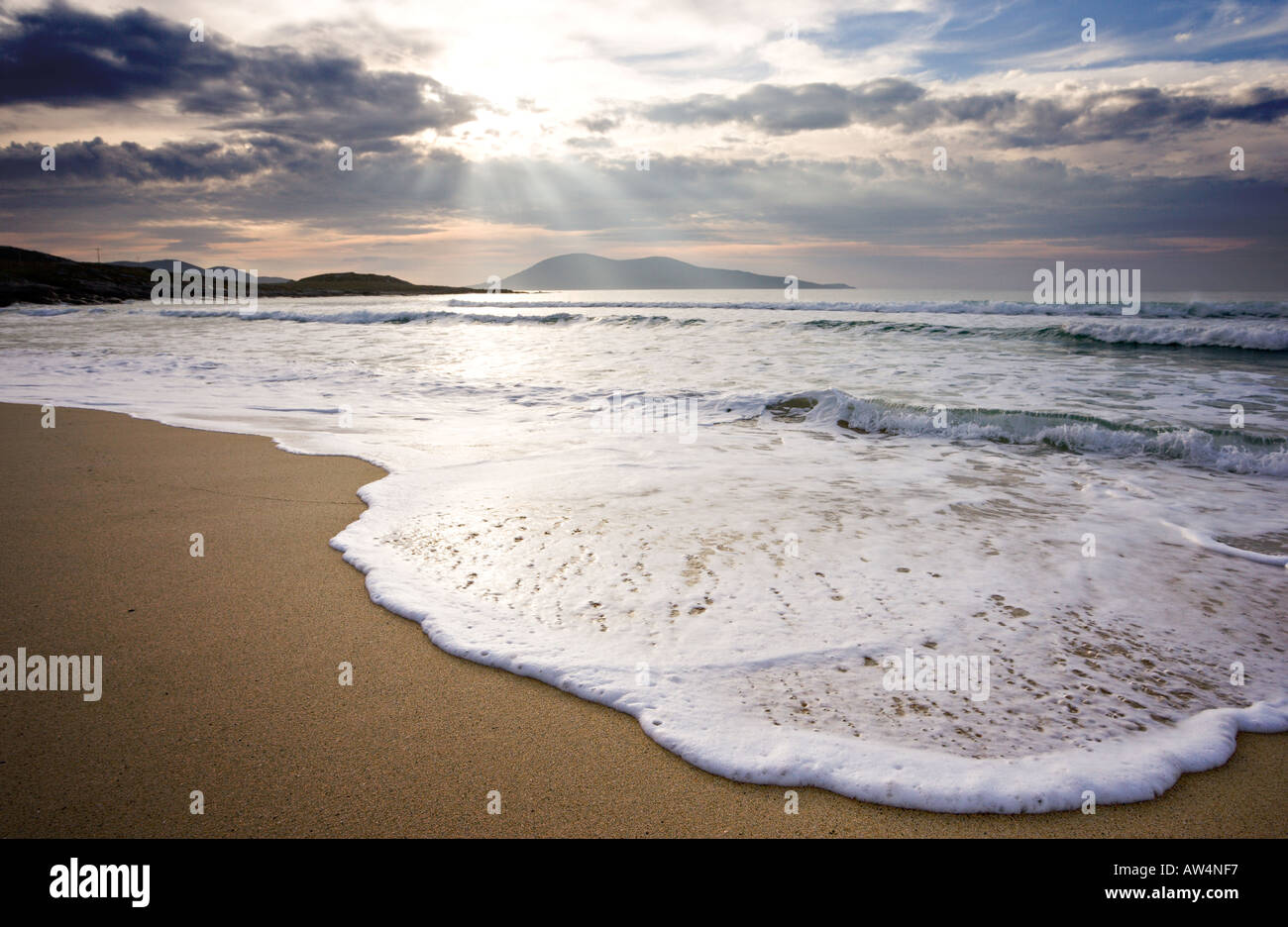 Surf on a deserted beach on the Isle of Harris Western Isles Outer