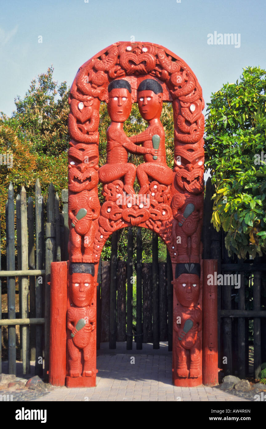 New Zealand Rotorua Maori Arts and Crafts Institute main entrance gate