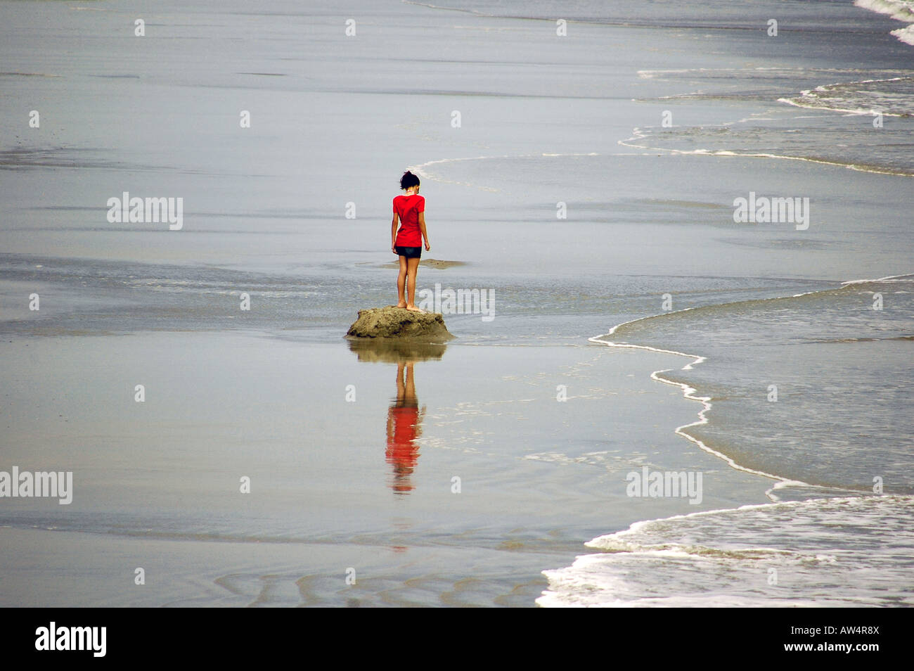 Young Girl on her private island of sand. Emerald Isle, North Carolina Stock Photo Alamy