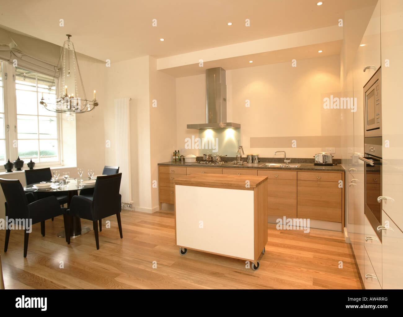 Kitchen dining room in new flat Stock Photo Alamy