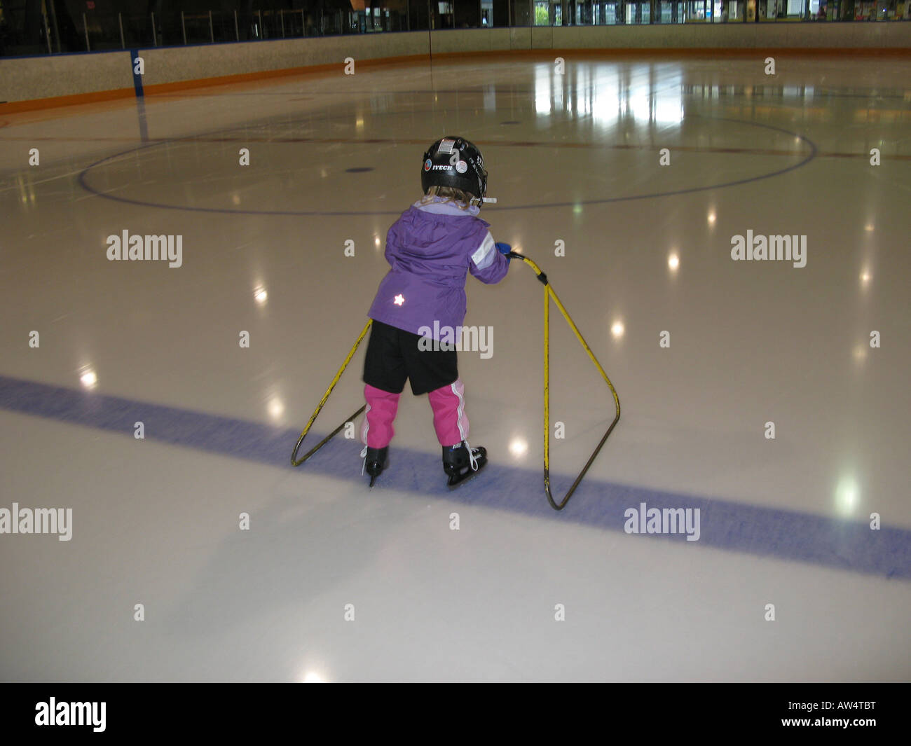 Young girl learning to ice skate West Vancouver, BC, Canada Stock Photo