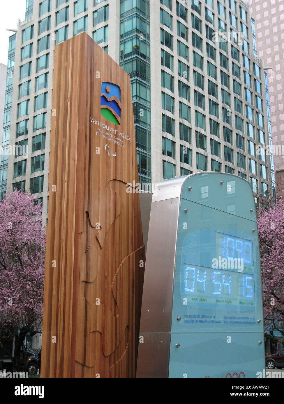2010 Winter Olympic clock at Art Gallery Vancouver, BC, Canada Stock Photo
