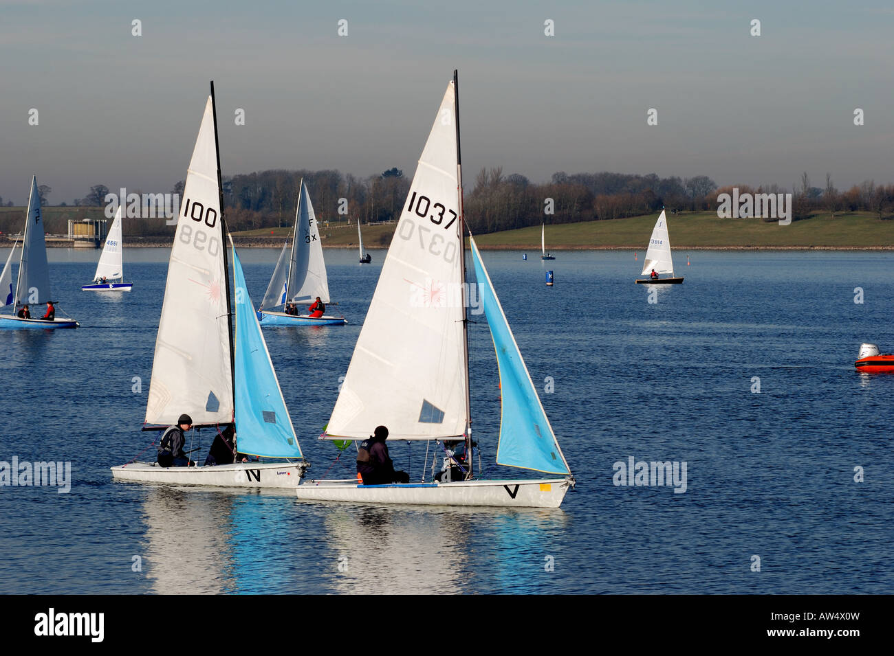 Sailing at Draycote Water, Warwickshire, England, UK Stock Photo
