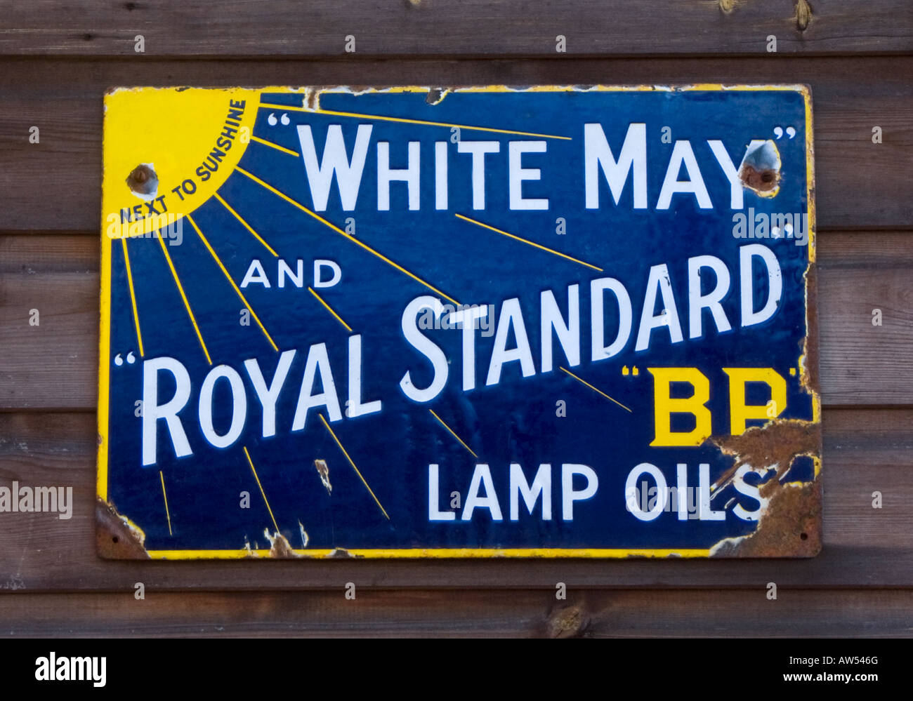 Sign logo advertising White May and Royal Standard BP Lamp Oils Stock