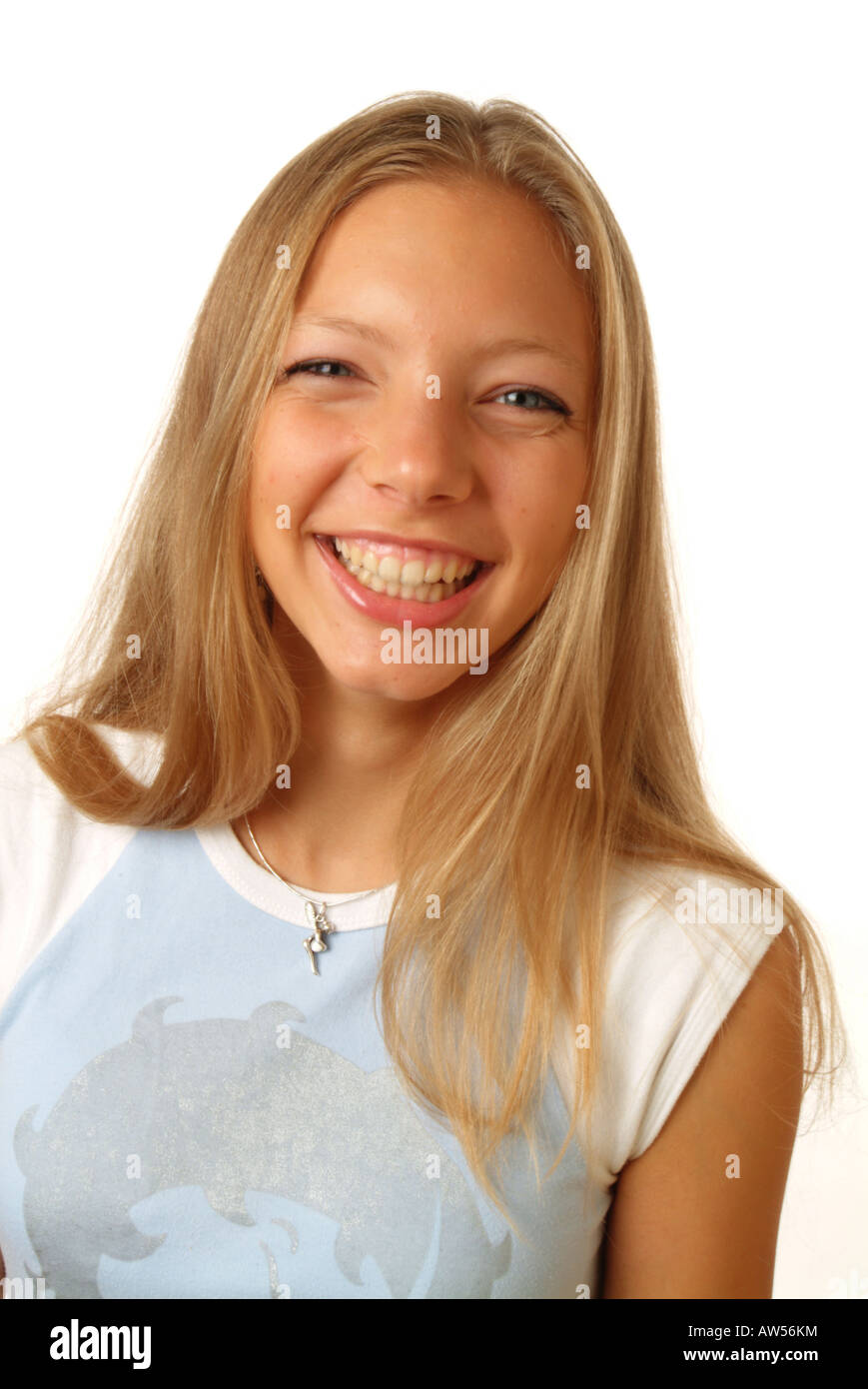 Blond young woman. Teenager. Girl. Laughing. Stock Photo