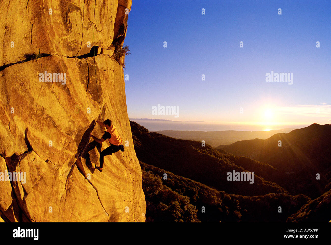 rock climber on route called "Tcrack" located on Gibraltar Rock in