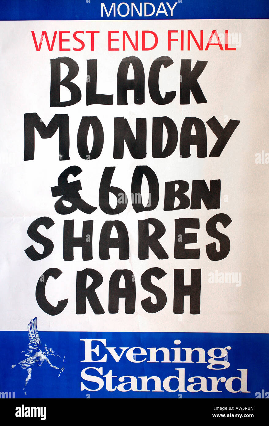 Evening Standard Black Monday GFC £60BN Shares Crash headline Stock Photo