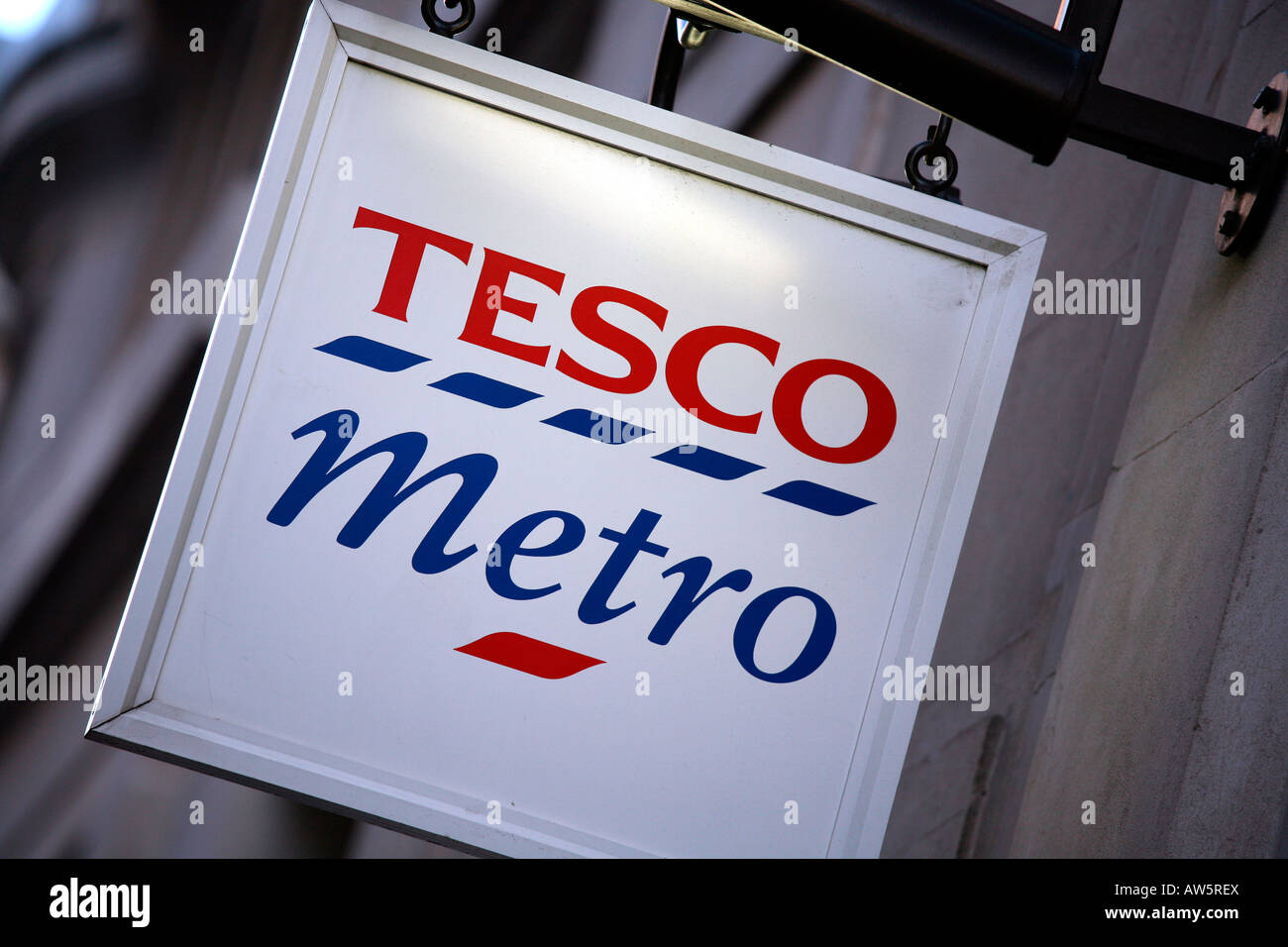 Tesco Metro store sign, London Stock Photo Alamy
