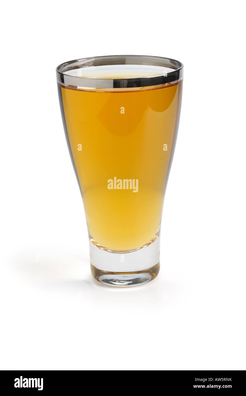 Clear apple juice on white background Stock Photo