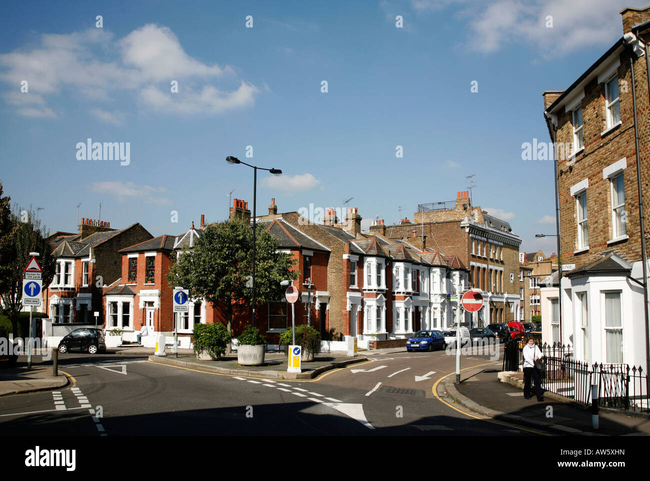 Junction of Blythe Road and Dewhurst Road, Olympia, London Stock Photo