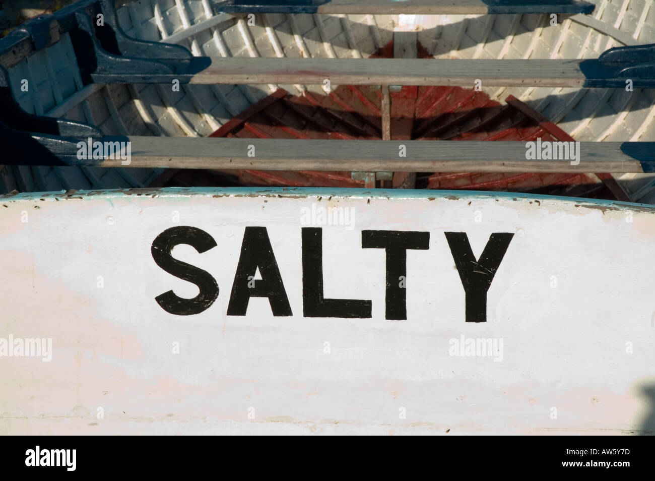 Old fishermans rowing boat Stock Photo