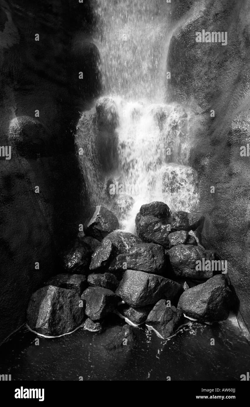 views of the eden project water fall in one of the spheres Stock Photo