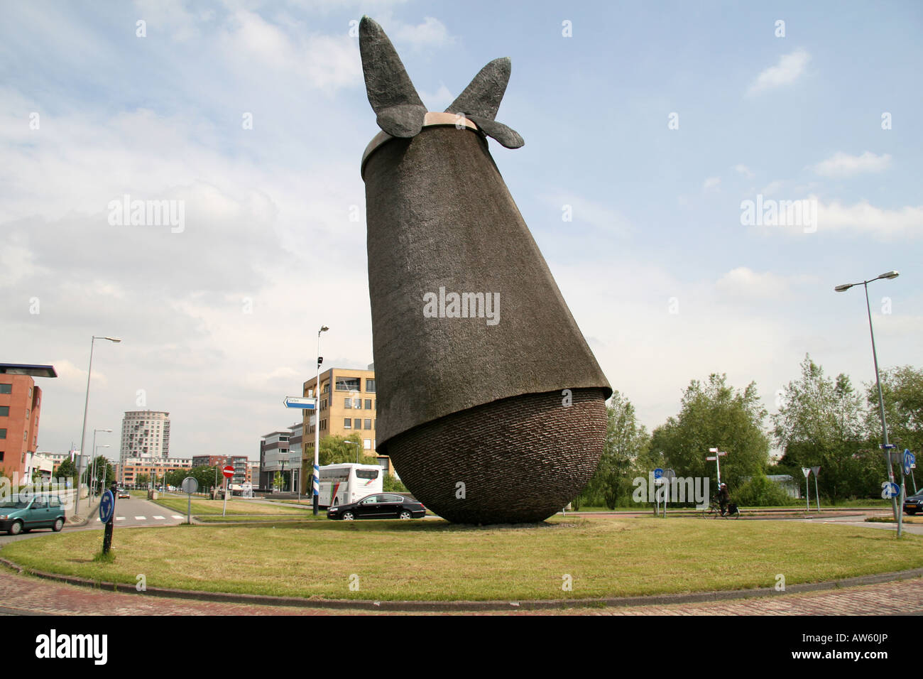 Sculpture in the centre of a Dutch roundabout on the outskirts of