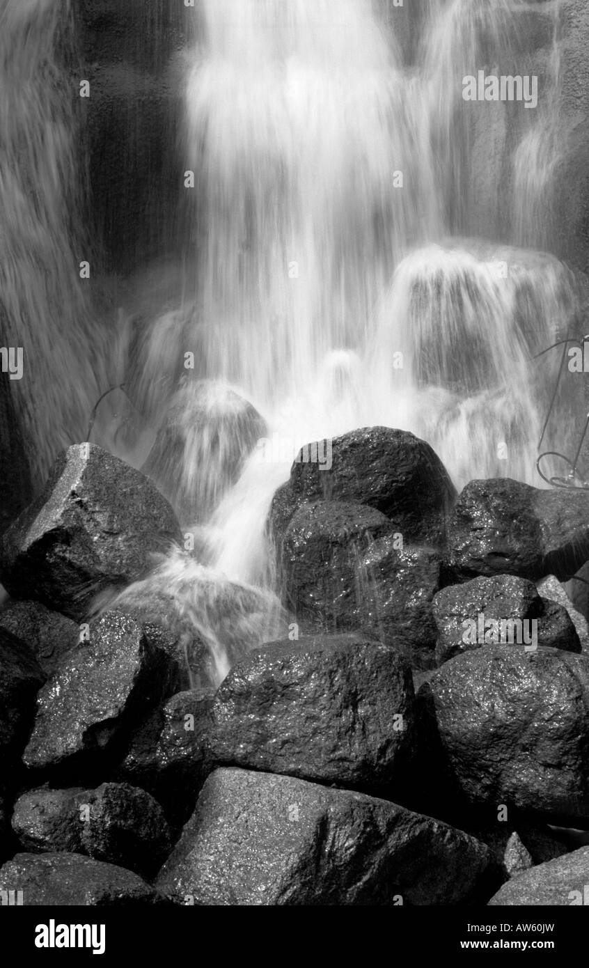 views of the eden project water fall in one of the spheres Stock Photo