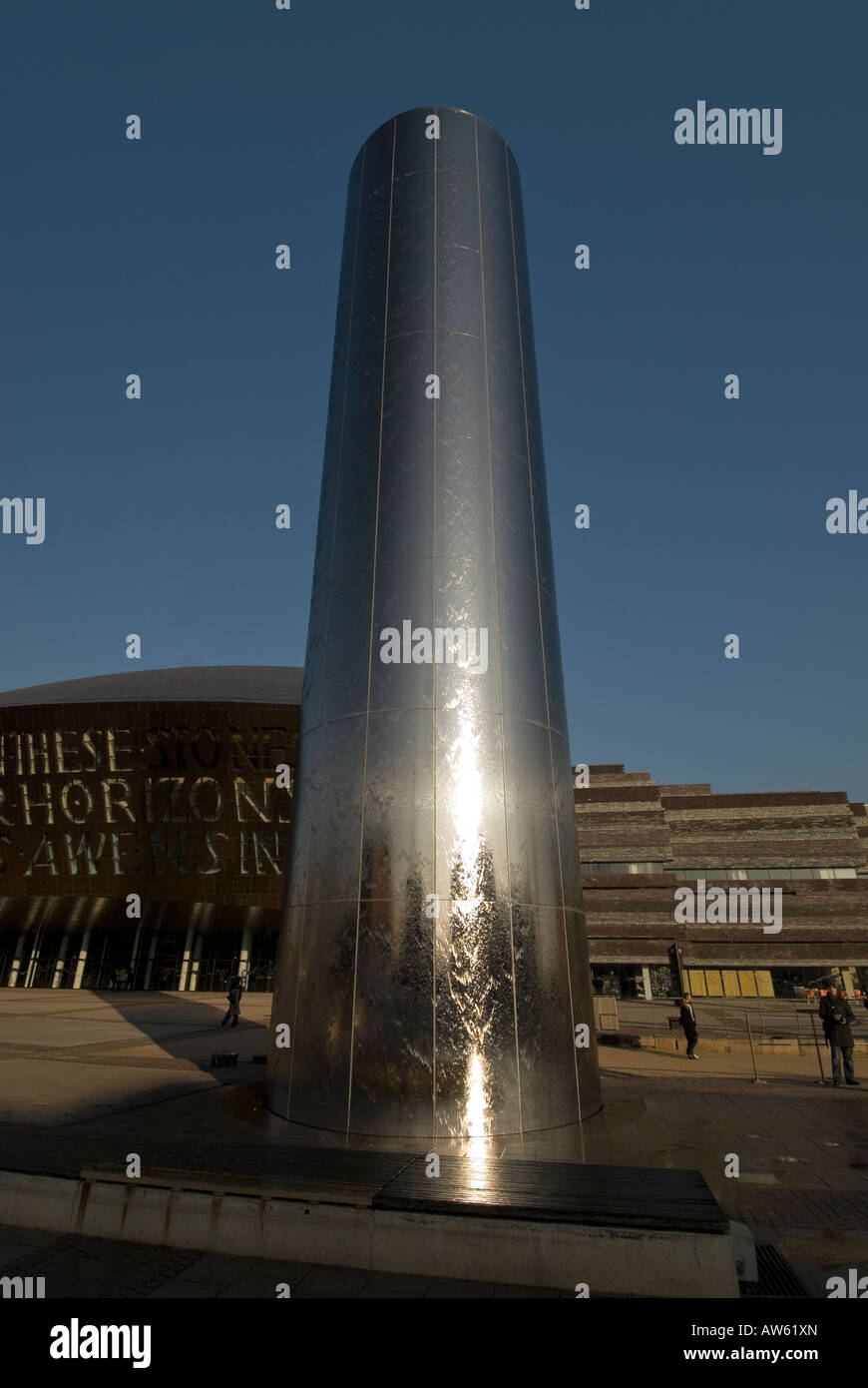 Wales Millennium Centre statue monument outside in cardiff bay Stock