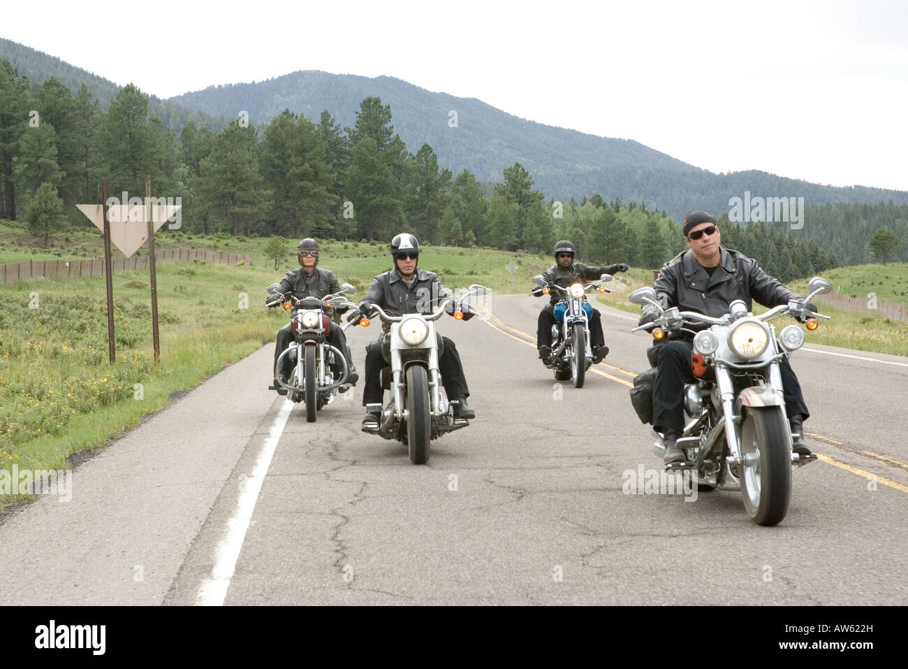 WILD HOGS 2007 Touchstone film with from left William H Macy, Tim Allen, Martin Lawrence and John Travolta Stock Photo