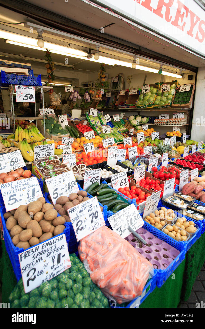 united kingdom essex colchester a fruit and vegetable shop front Stock Photo