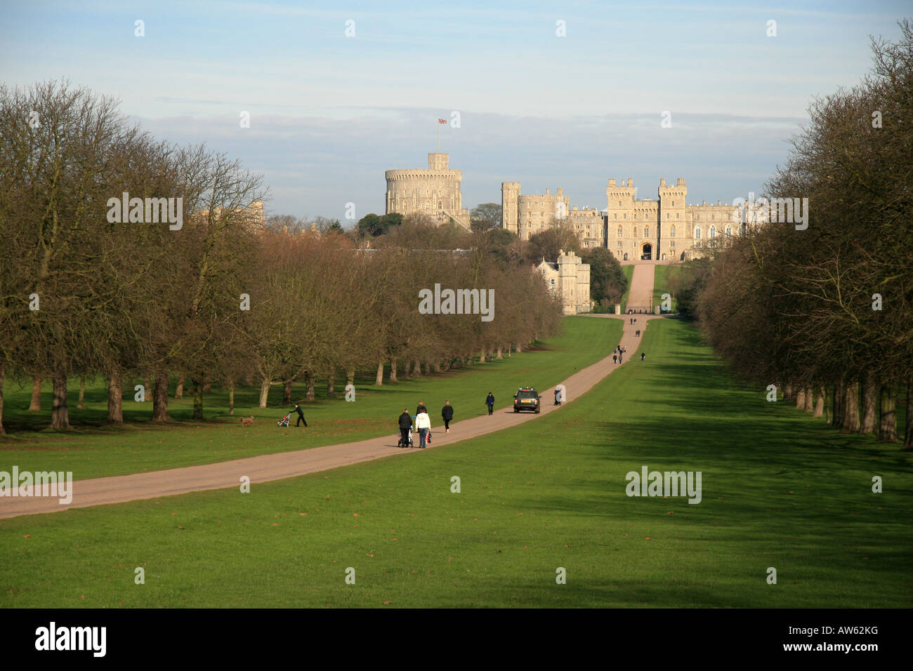 The Round Tower and State Apartments of Windsor Castle viewed from The