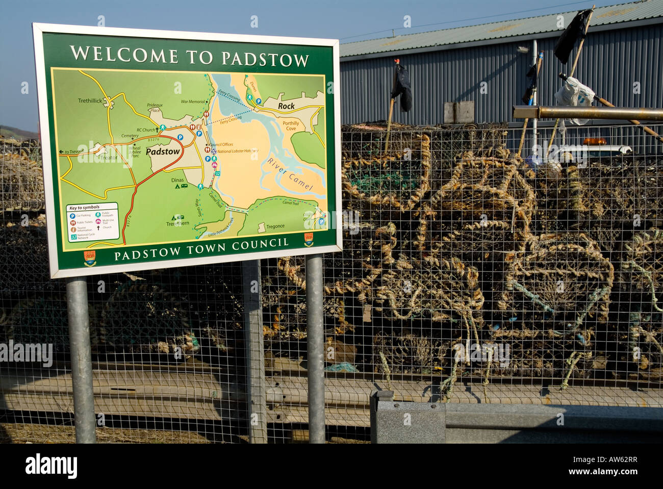 a tourist map of padstow harbour Stock Photo Alamy