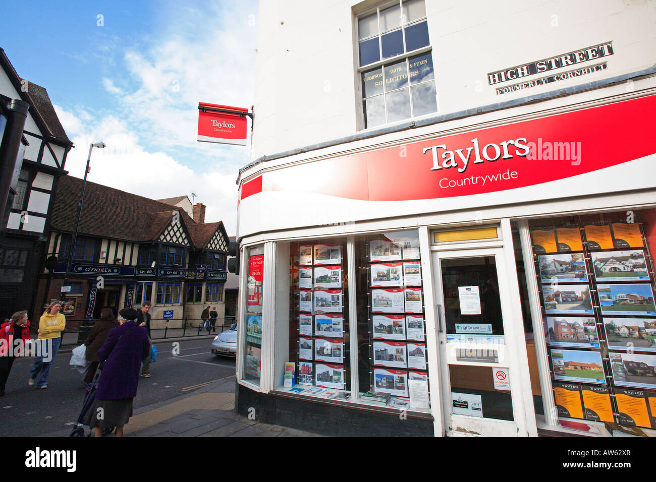 united kingdom essex colchester the high street and taylors countrywide estate agents Stock Photo