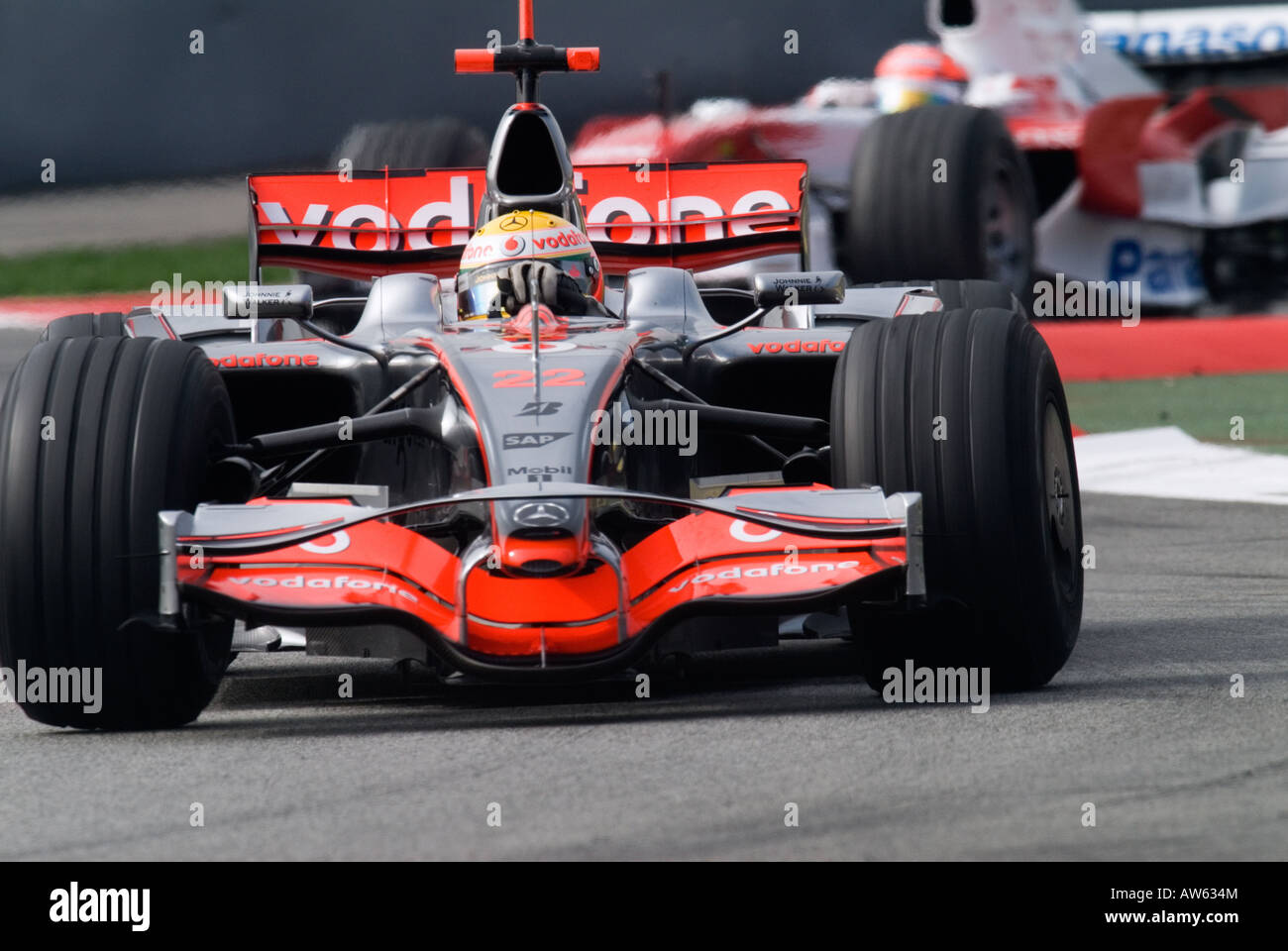 Lewis Hamilton GBR in the McLaren Mercedes MP4 23 racecar during Formula 1  testing sessions on the Circuit de Catalunya Stock Photo - Alamy