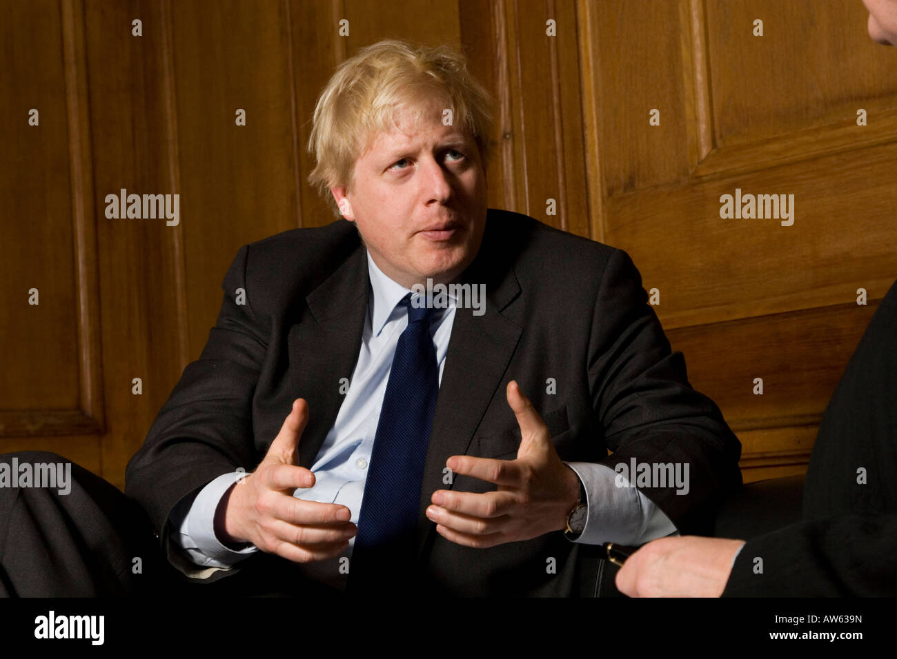 MP Boris Johnson being interviewed before the London Mayoral Election