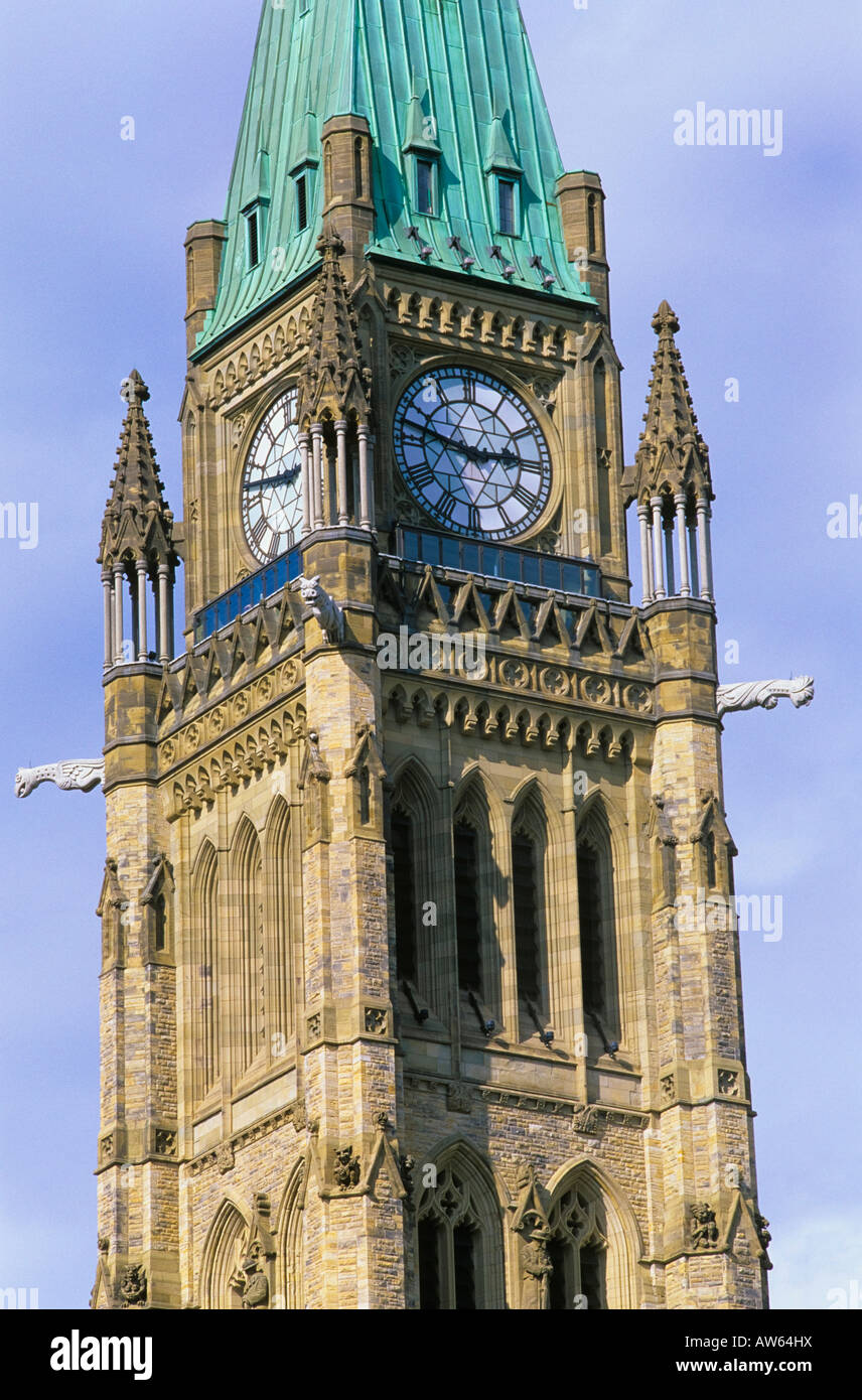 The clock tower of the centre block of the Canadian Parliament building, Ottawa, Ontario, Canada Stock Photo