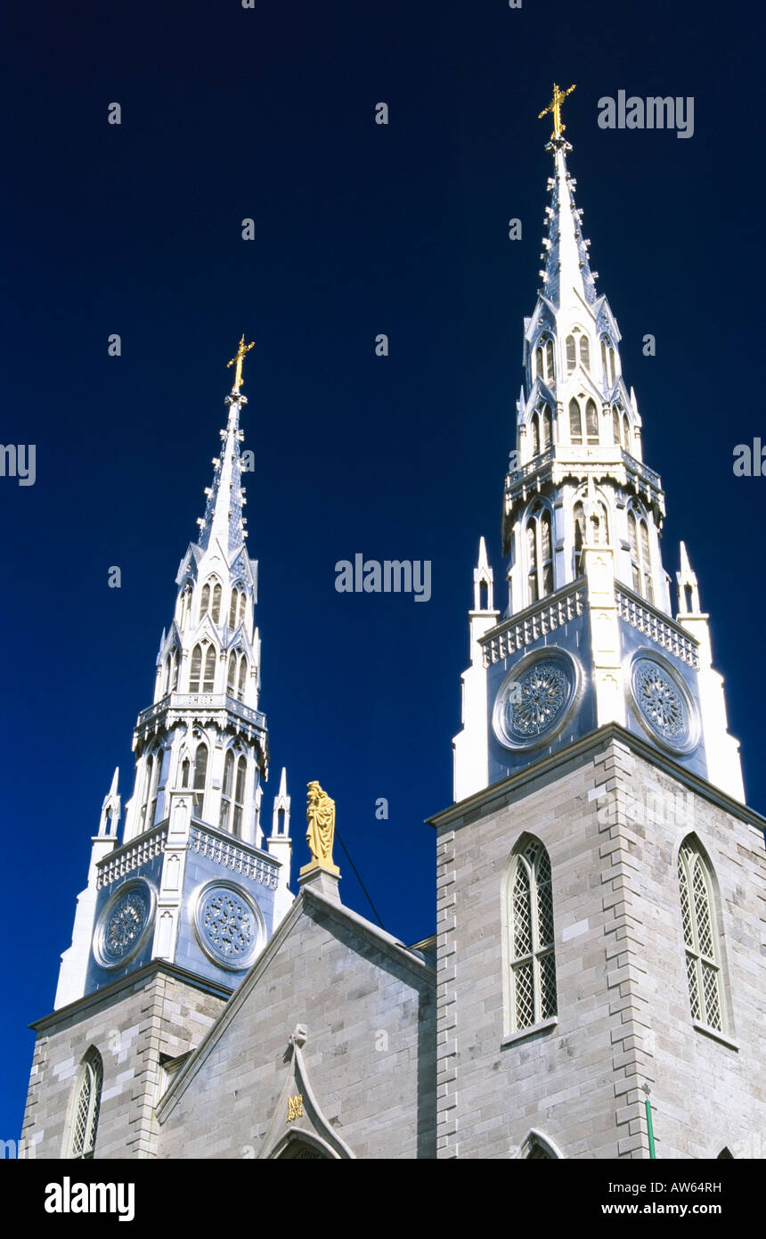Spires of Notre Dame Cathedral Basilica of Ottawa, Ontario Stock Photo
