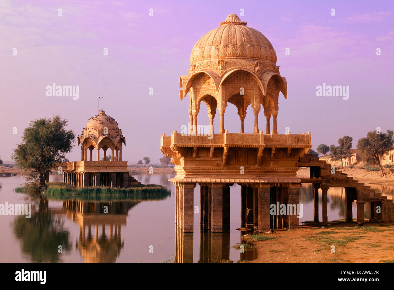 Temples around Gadi Sagar, Jaisalmer, Rajasthan, India Stock Photo