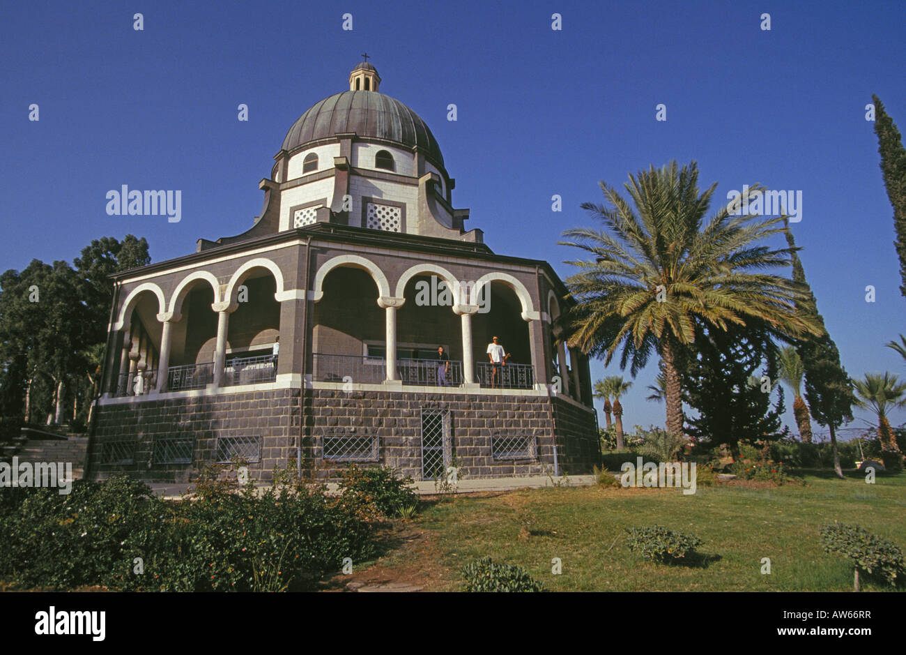 The Church of The Beatitudes on the Sea Of Galilee where Jesus fed the multitudes Stock Photo