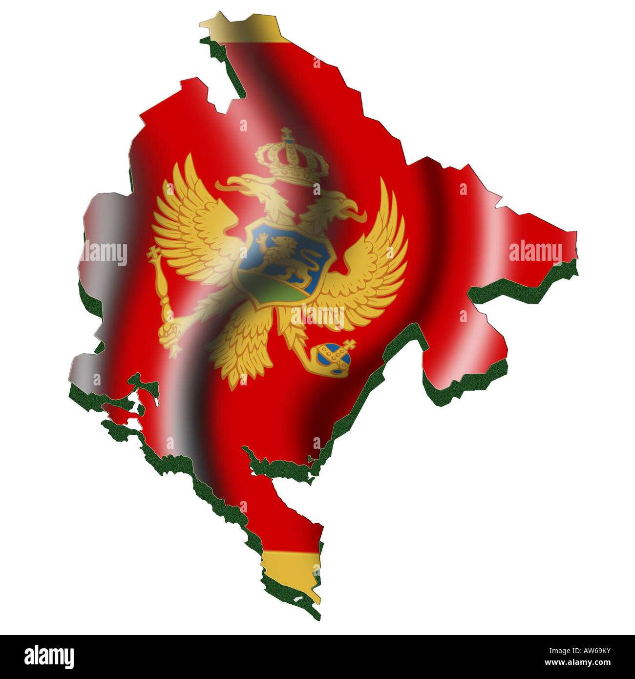 Outline map and flag of Montenegro Stock Photo