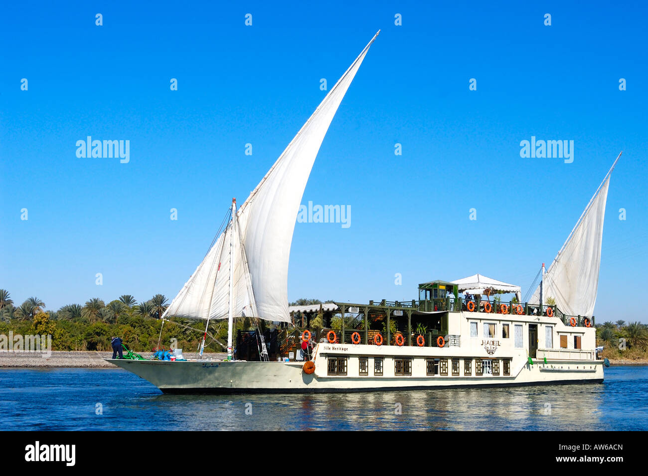 The Dahabiyya Hadeel , a traditional sailing cruise boat on the Nile