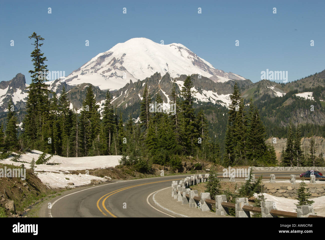 Mt Rainier and Chinook Pass road Washington State USA Stock Photo Alamy