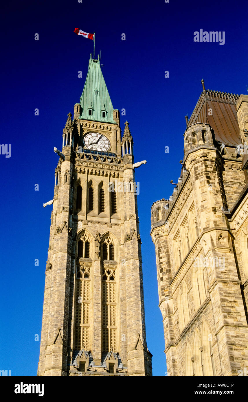 The Peace Tower, Canadian Parliament Buildings, Ottawa, Ontario, Canada Stock Photo