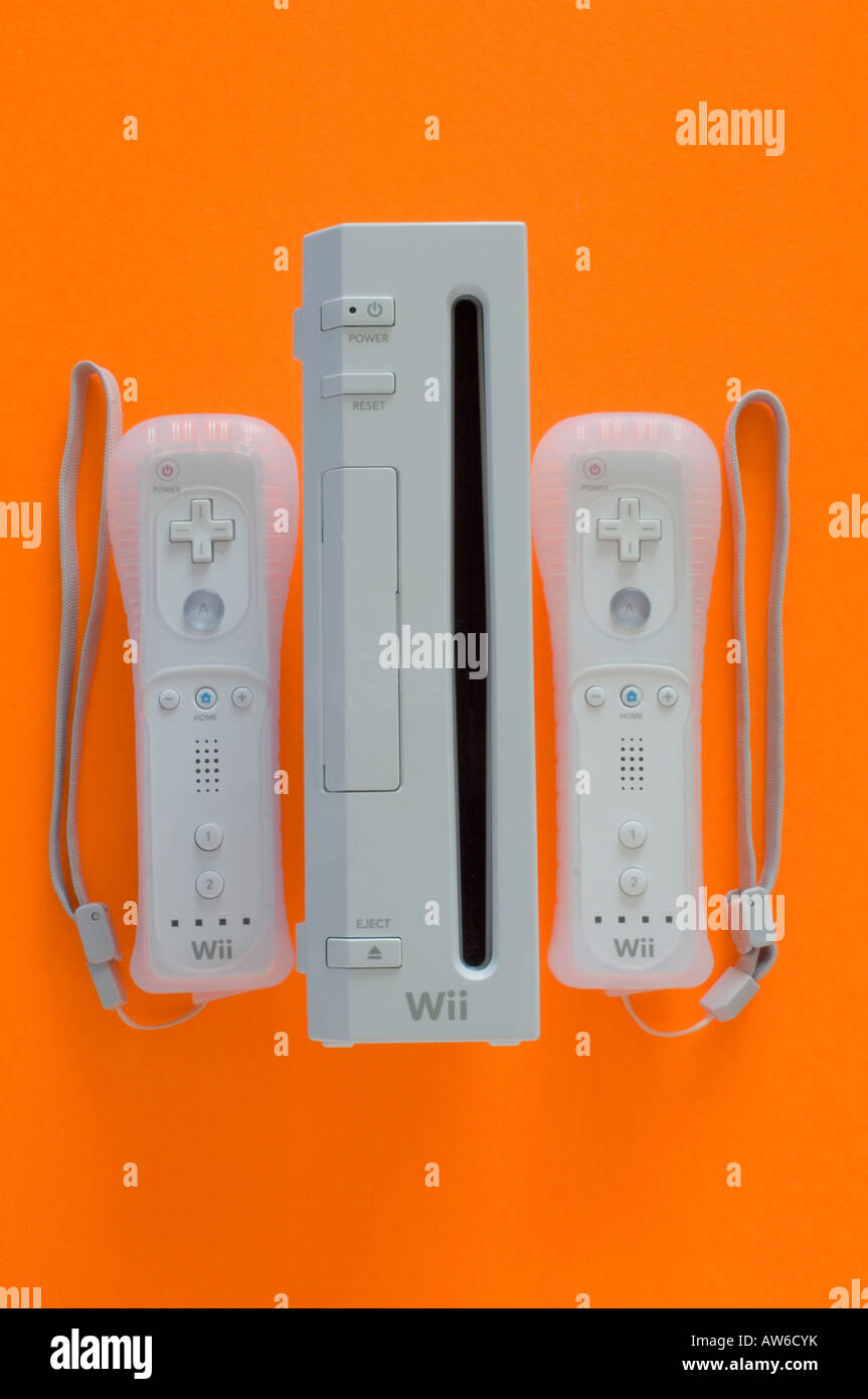 Nintendo Wii Console And Wireless Controller Remotes Stock Photo