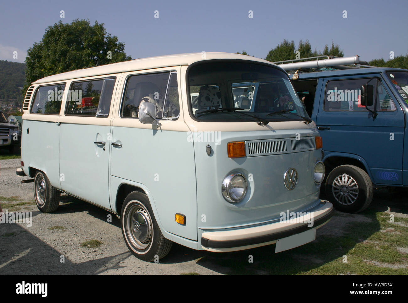 The Volkswagen Bay window camper van is a utility vehicle that has achieved both classic and cult status during its production Stock Photo