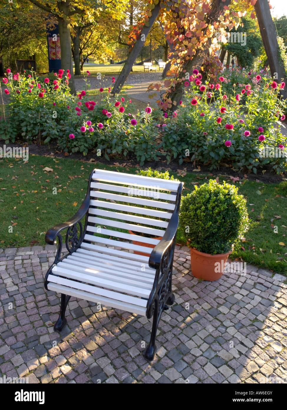 Iron garden chair, Britzer Garten, Berlin, Germany Stock Photo