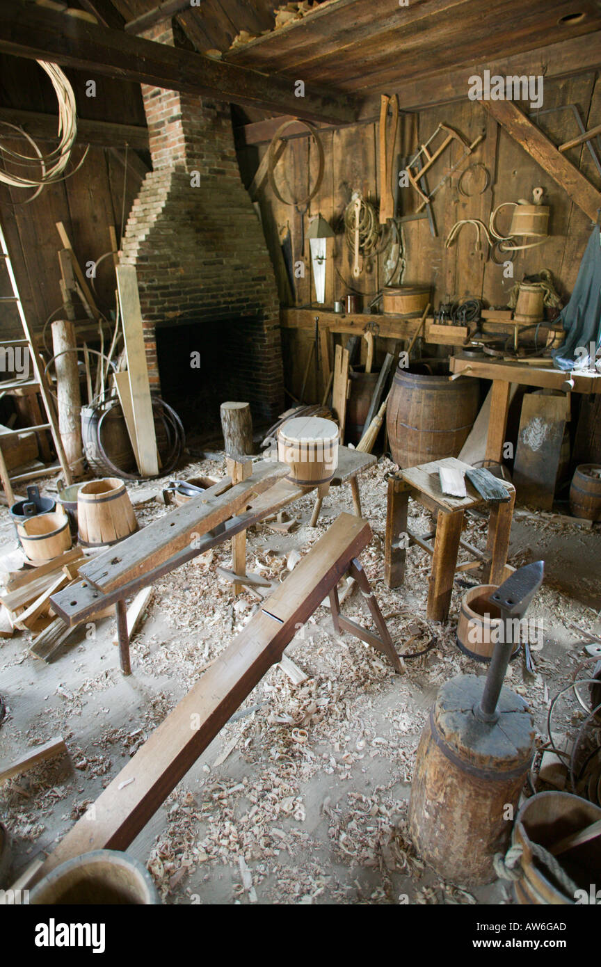 Interior of Cooper Shop Old Sturbridge Village History Museum of New