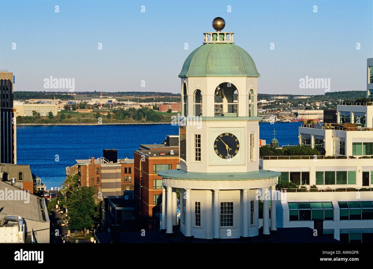 Halifax Clock Tower as viewed from the Citadel, Nova Scotia, Canada Stock Photo