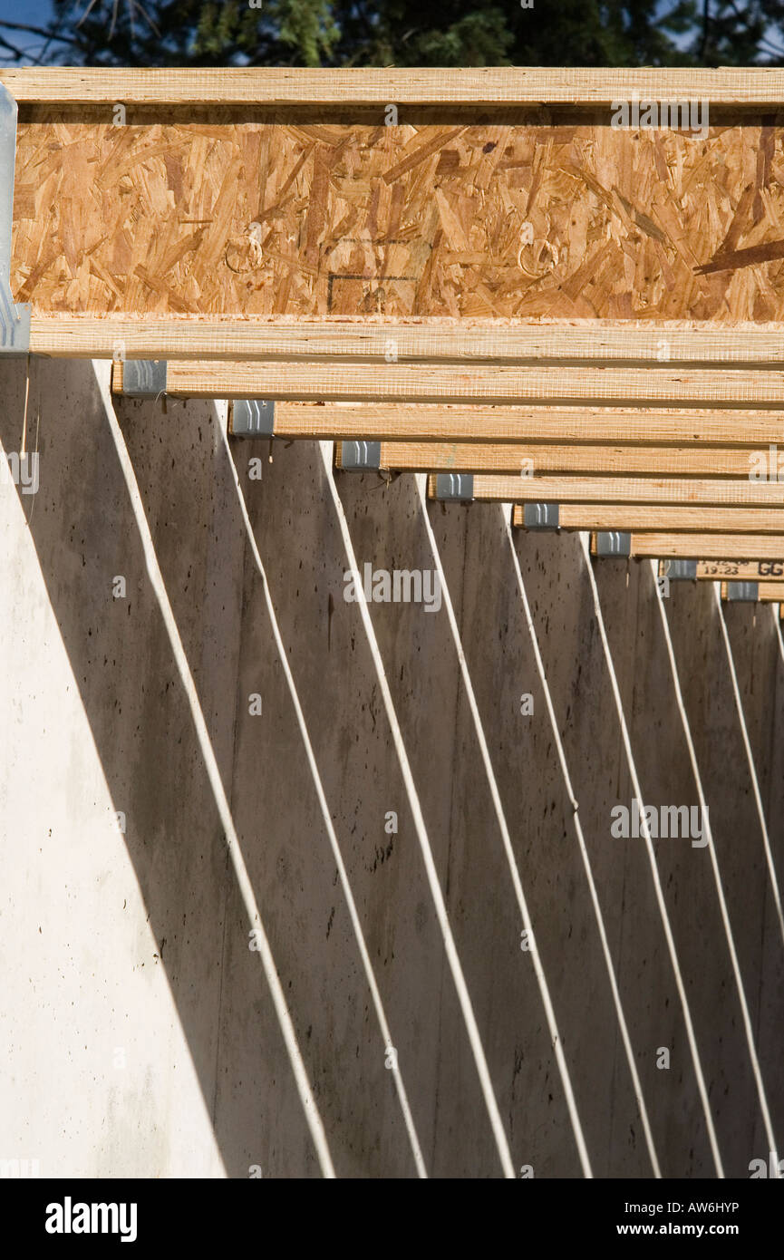wood I beam joists at house construction site Stock Photo Alamy