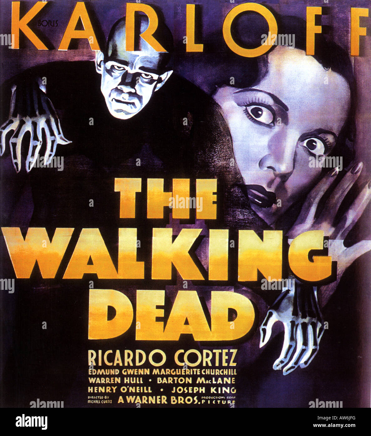 THE WALKING DEAD poster for 1936 Warner film with Boris Karloff Stock Photo