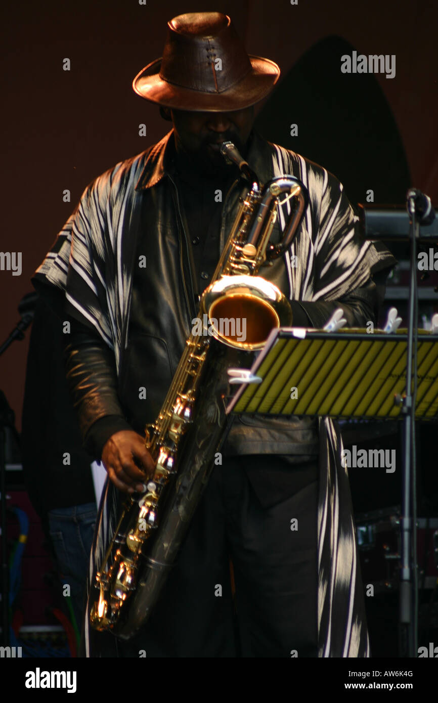 saxophone saxophonist first 1st inaugural    london uk africa day celebration Stock Photo