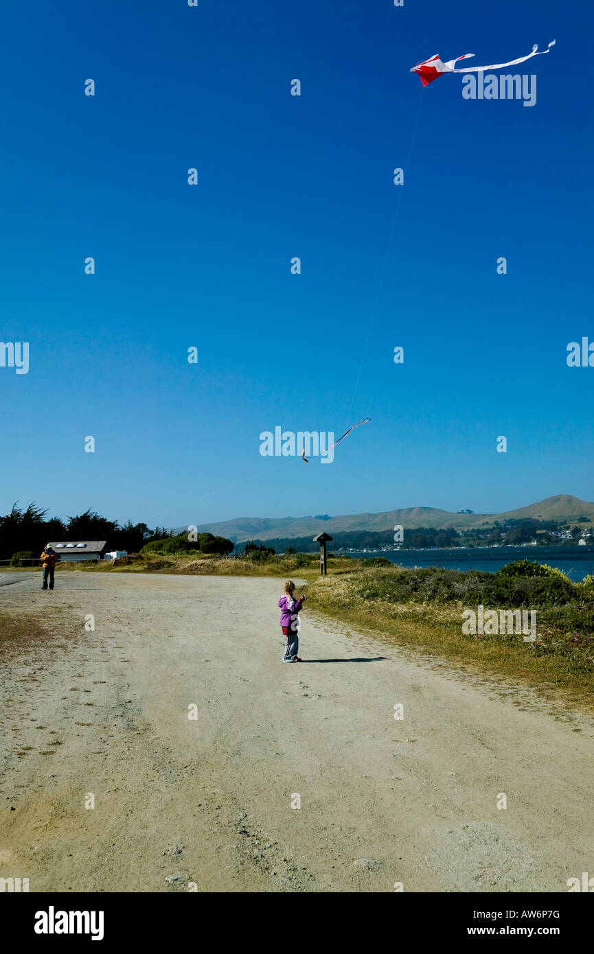 Girl kite flying Bodega Bay, California, USA Stock Photo Alamy
