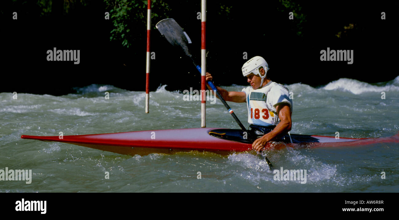 Kayak slalom in race international on the Noce torrent in Val di Sole Stock  Photo - Alamy