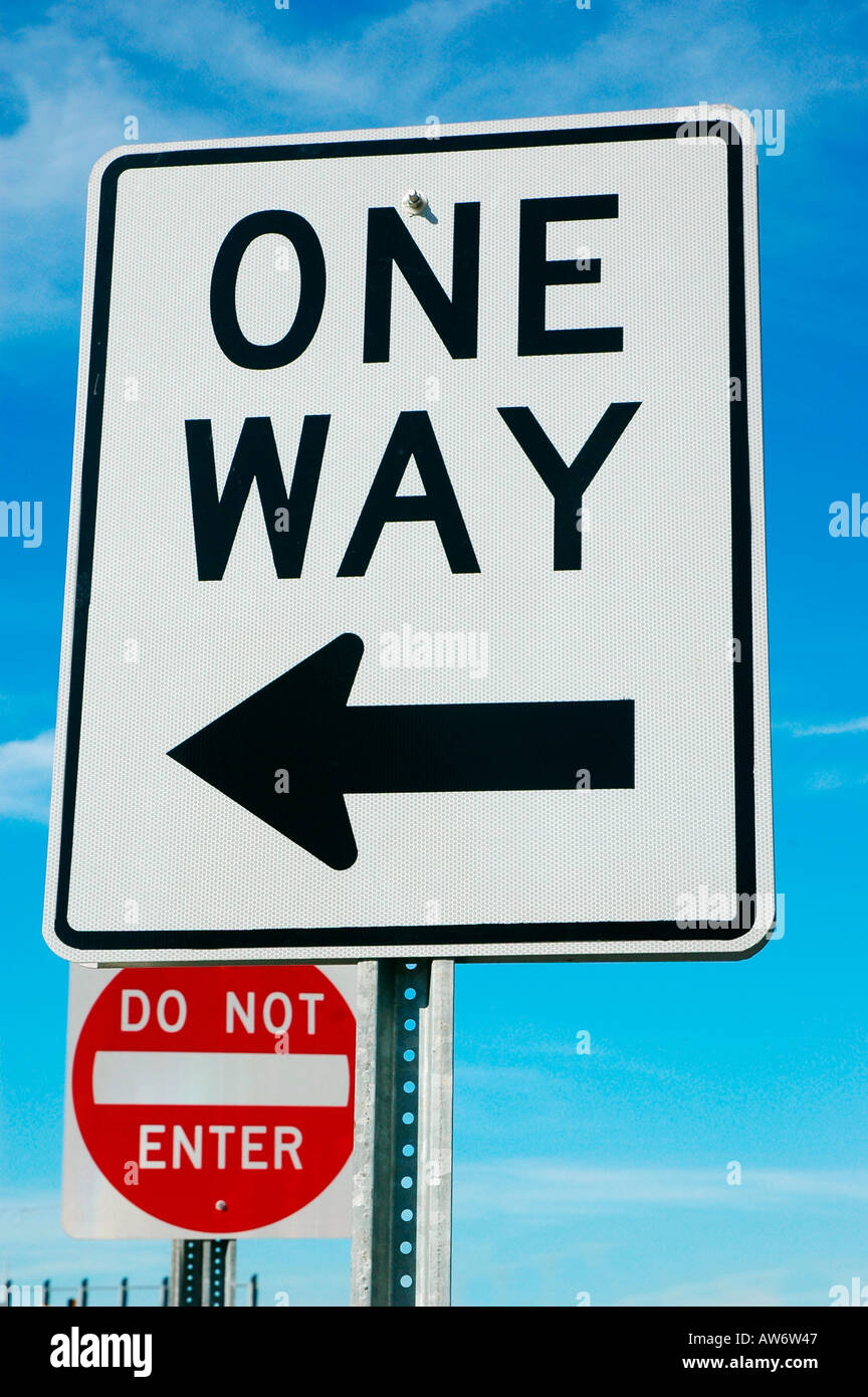One Way sign with Do Not Enter Sign in Atlanta Georgia America Stock ...