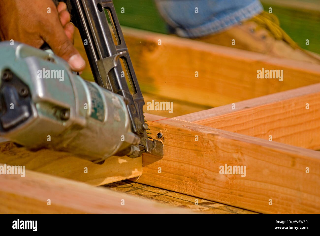 Nail gun Framing Closeup Stock Photo Alamy