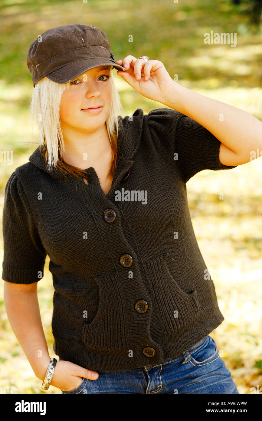 Teenage girl in baseball cap Stock Photo Alamy