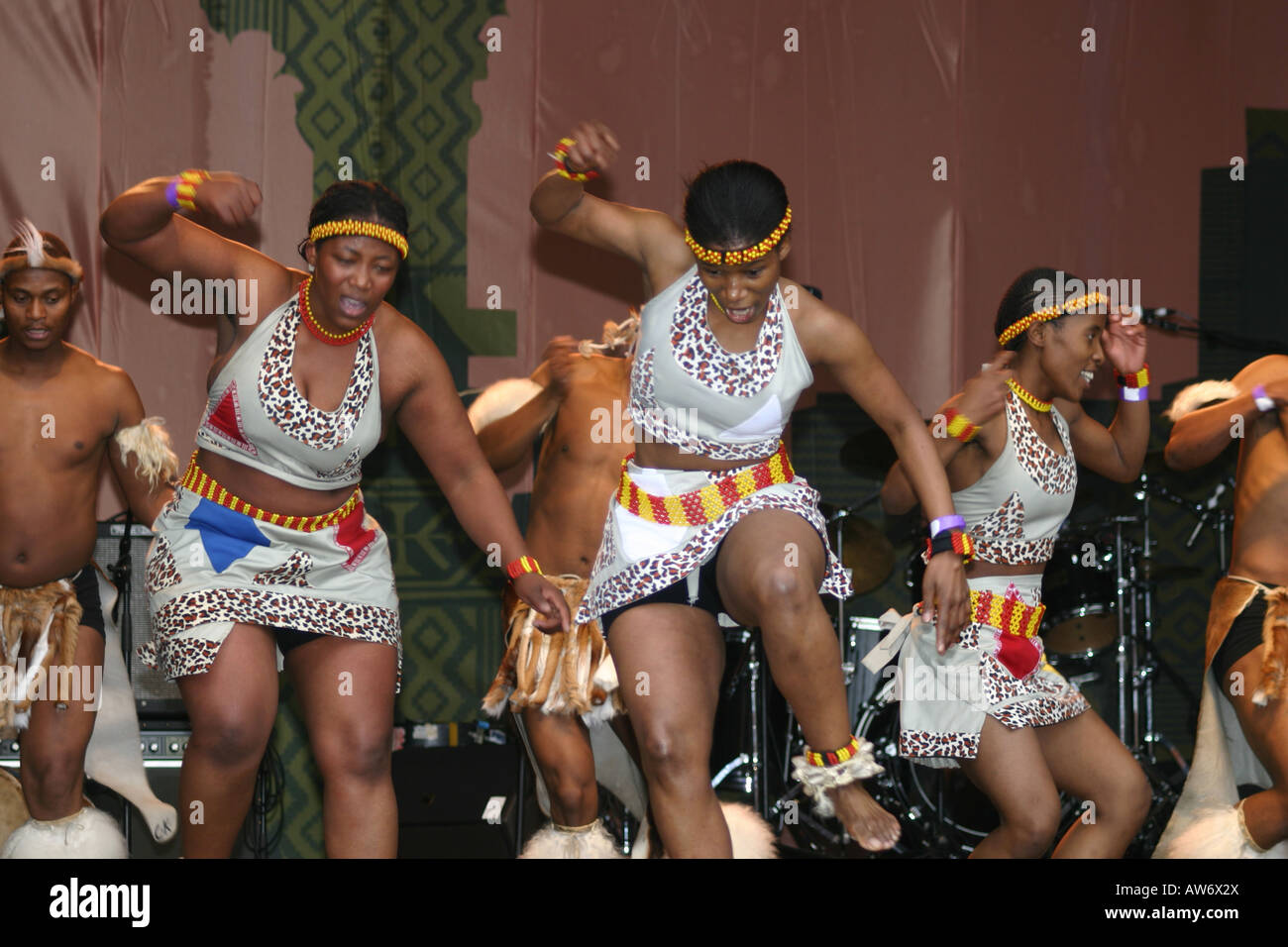 stage zulu dancers warriors first 1st inaugural    london uk africa day celebration Stock Photo