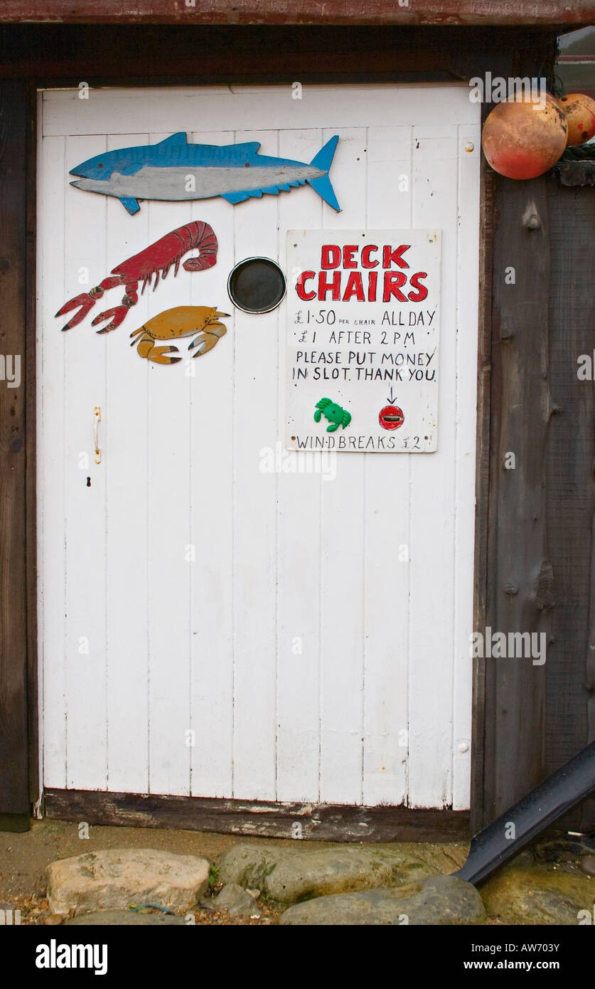Deckchair hire at Steephill Cove, Isle of Wight, UK Stock Photo Alamy