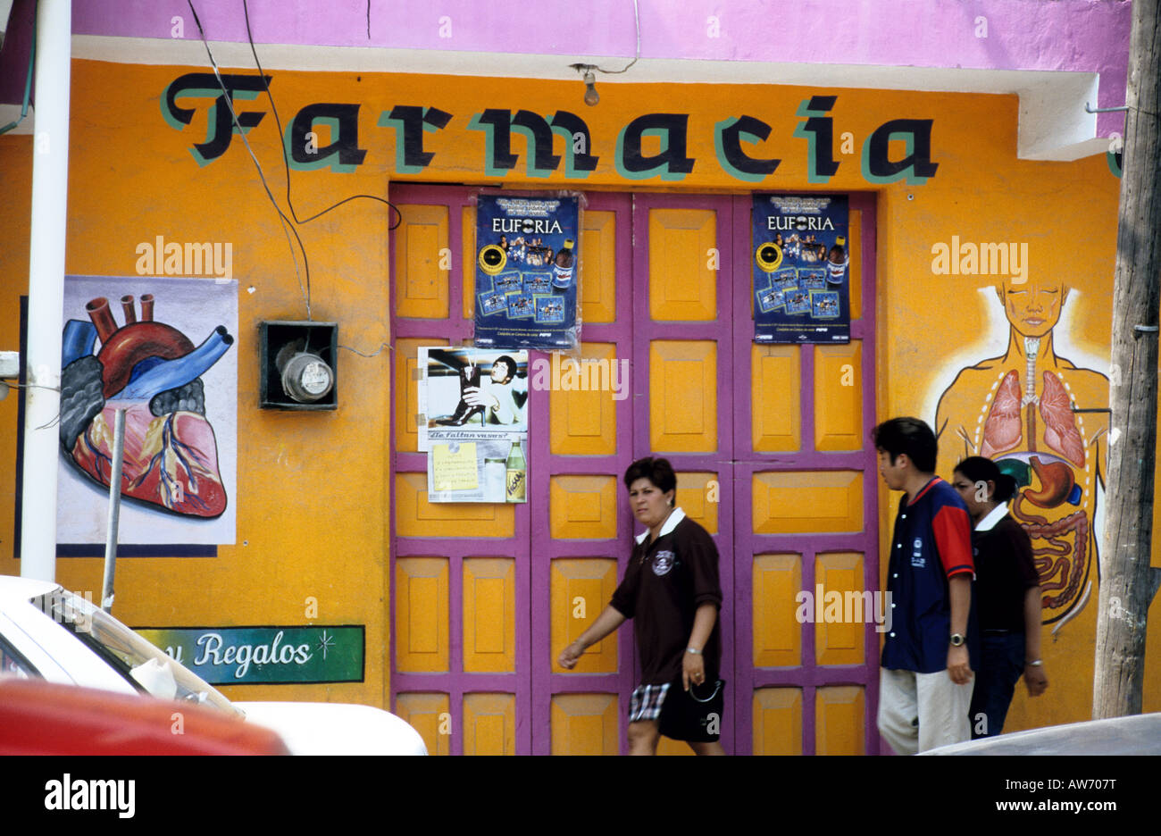 Pharmacy shop front, Merida, Mexico Stock Photo